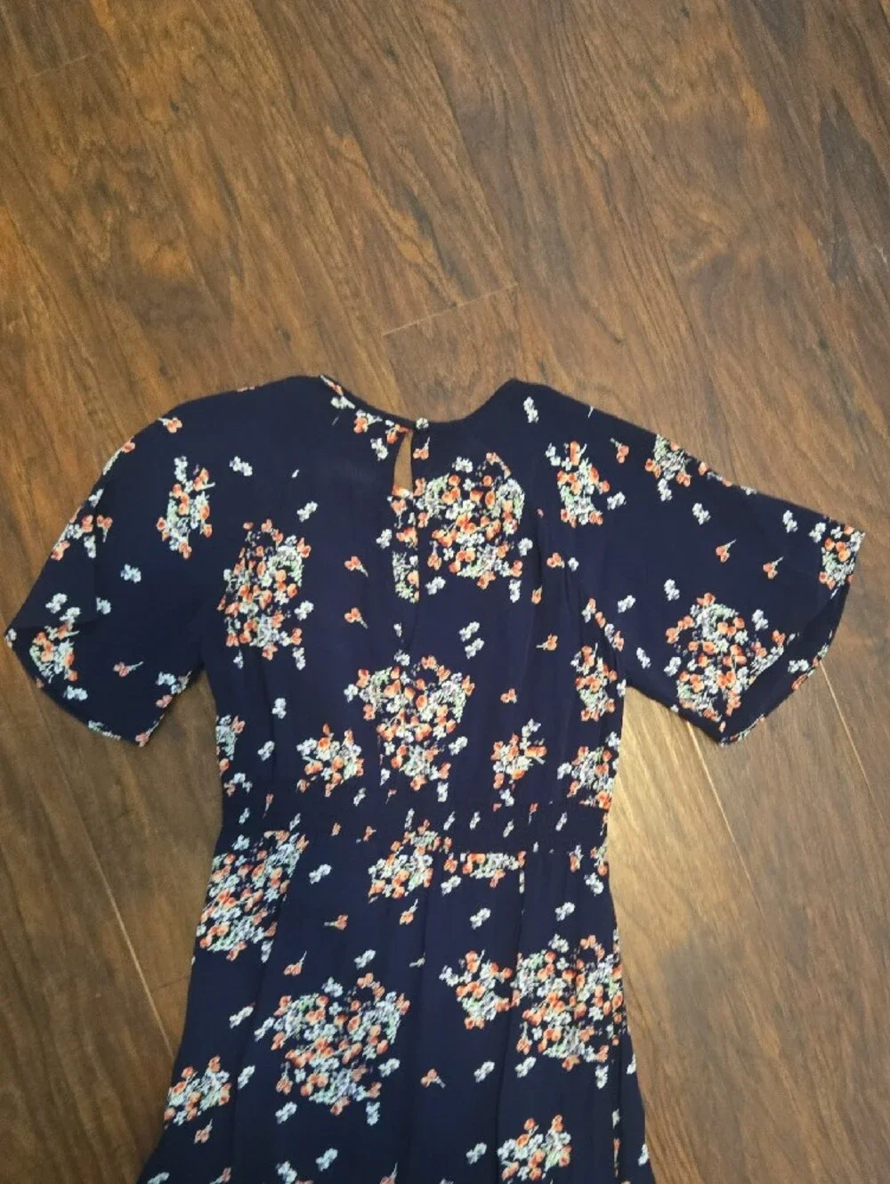 ​byTiMo Navy Blue Floral Short Flutter Sleeve Midi/Maxi Dress Sz XS_096